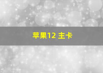 苹果12 主卡